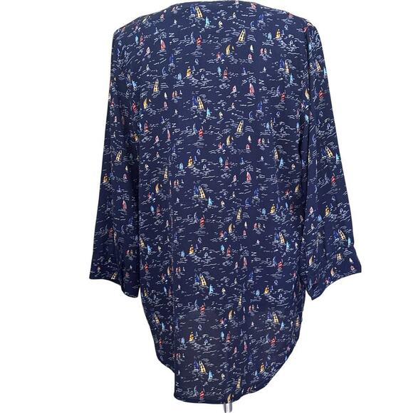 The Limited blue sailboat tunic, large, classic, nautical, seaside, Americana - Picture 3 of 7